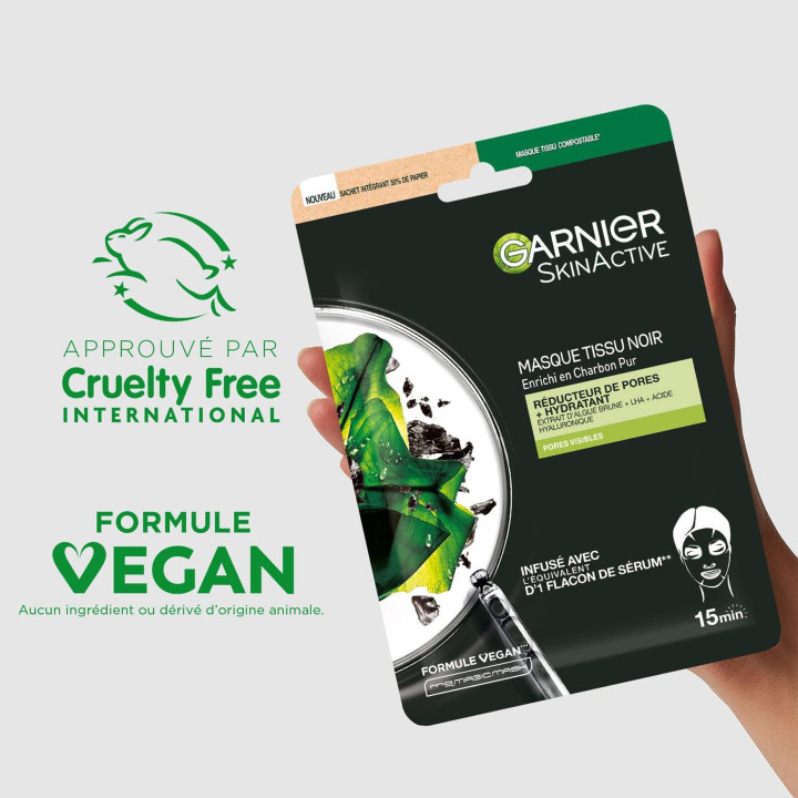 GARNIER MASQUE TISSU CHARBON - Acheter en ligne |Yousarssif Tunisie